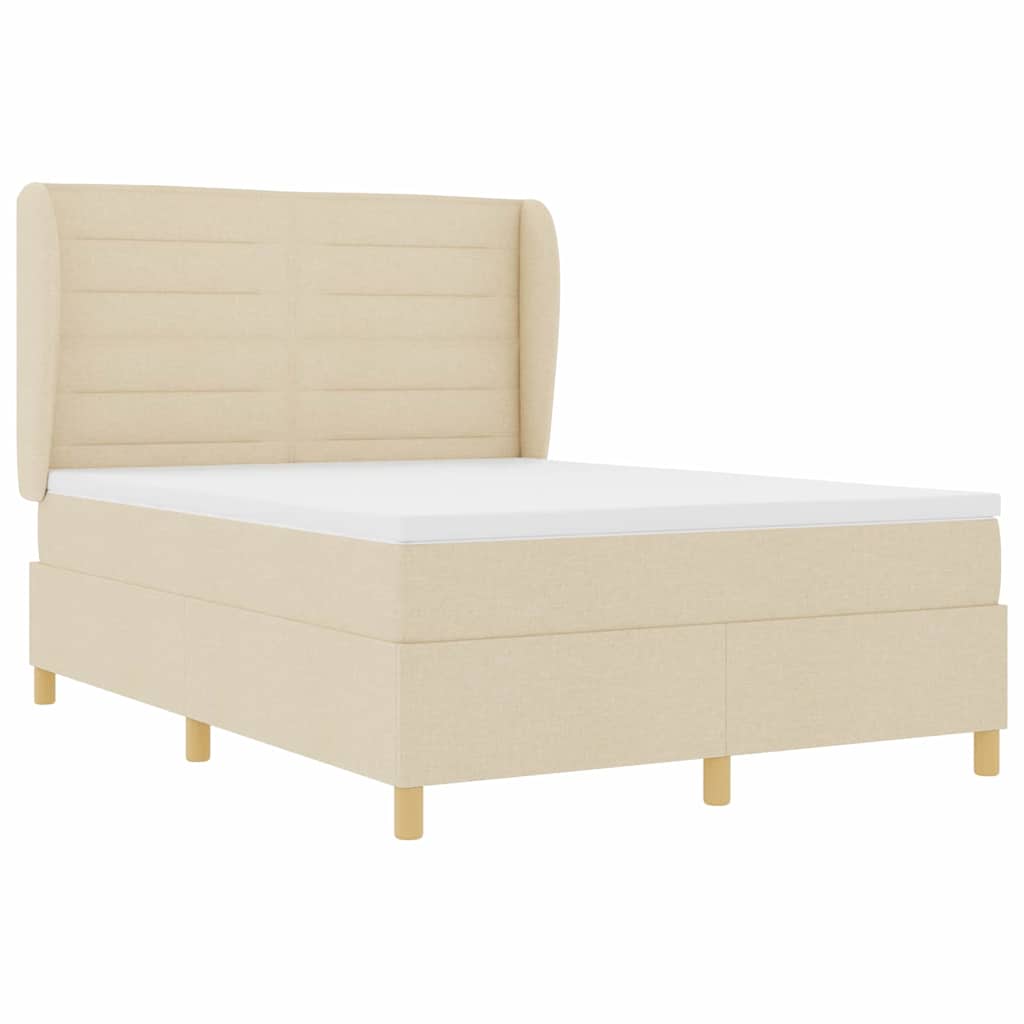 Lit à ressorts avec matelas Crème 190 x 140 cm tissu - XIOS