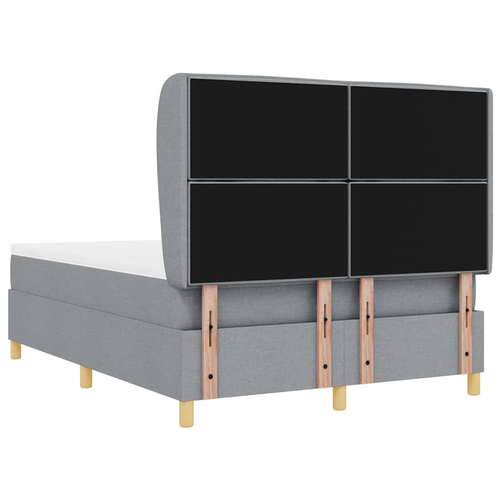 Lit à ressorts avec tête de lit Gris clair 200 x 140 cm tissu - XIOS
