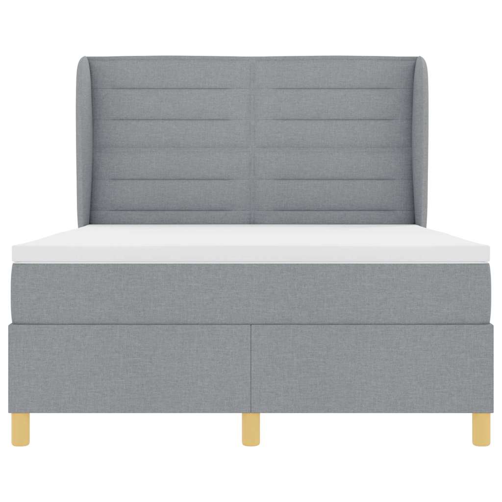 Lit à ressorts avec tête de lit Gris clair 200 x 140 cm tissu - XIOS