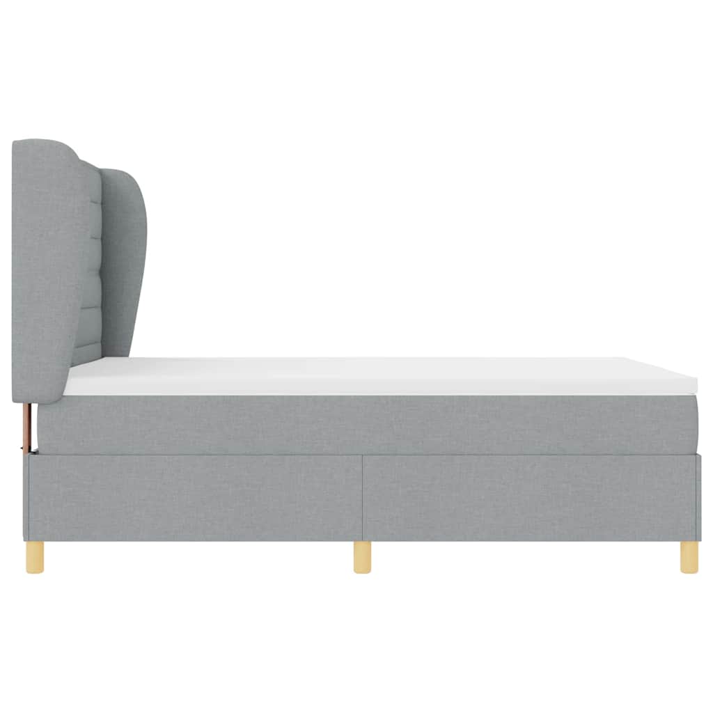 Lit à ressorts avec tête de lit Gris clair 200 x 140 cm tissu - XIOS