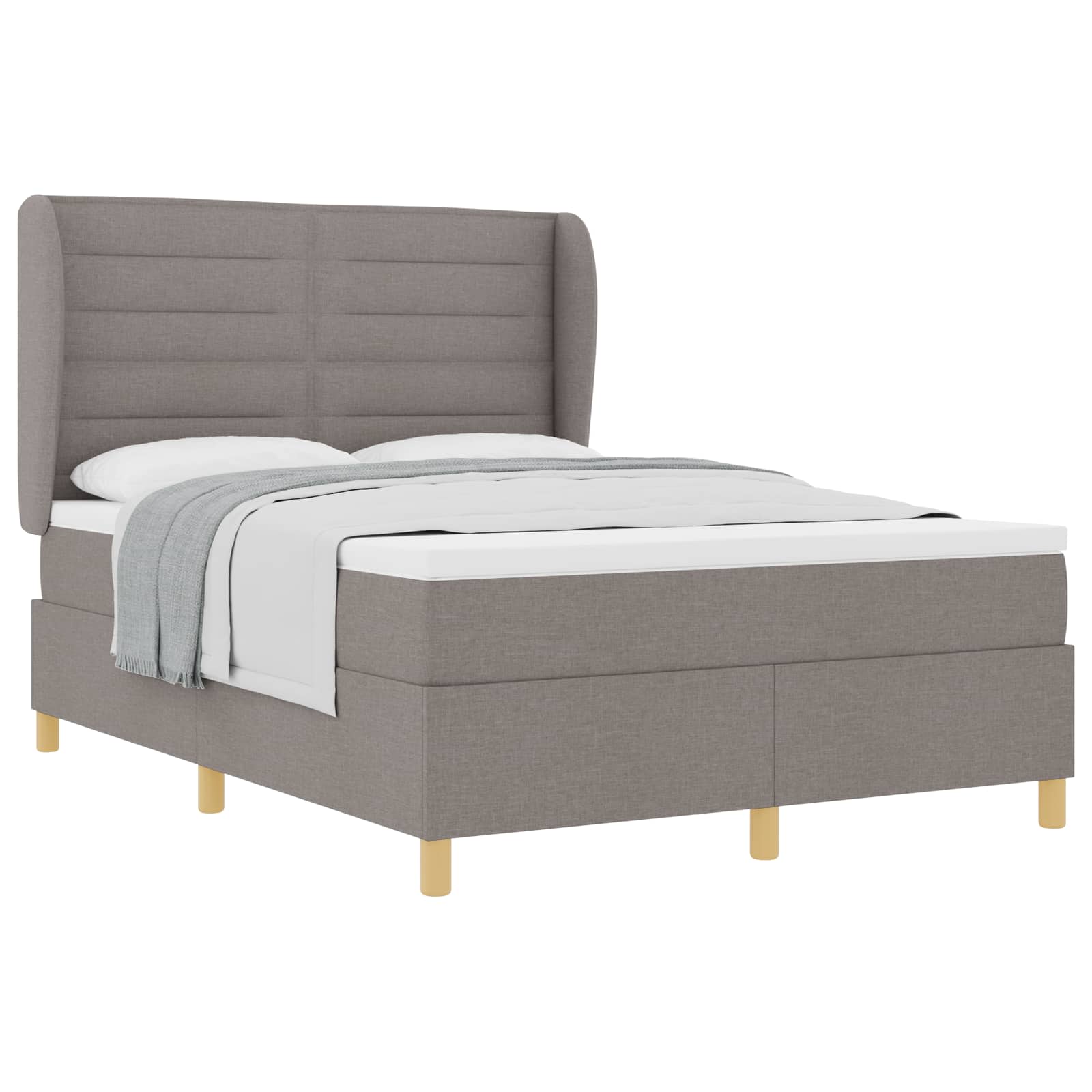 Lit à ressorts avec matelas Taupe 200 x 140 cm tissu - XIOS