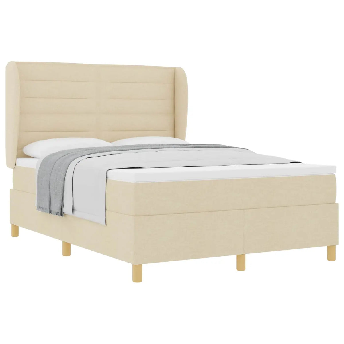 Lit à ressorts avec matelas Crème 200 x 140 cm tissu - XIOS