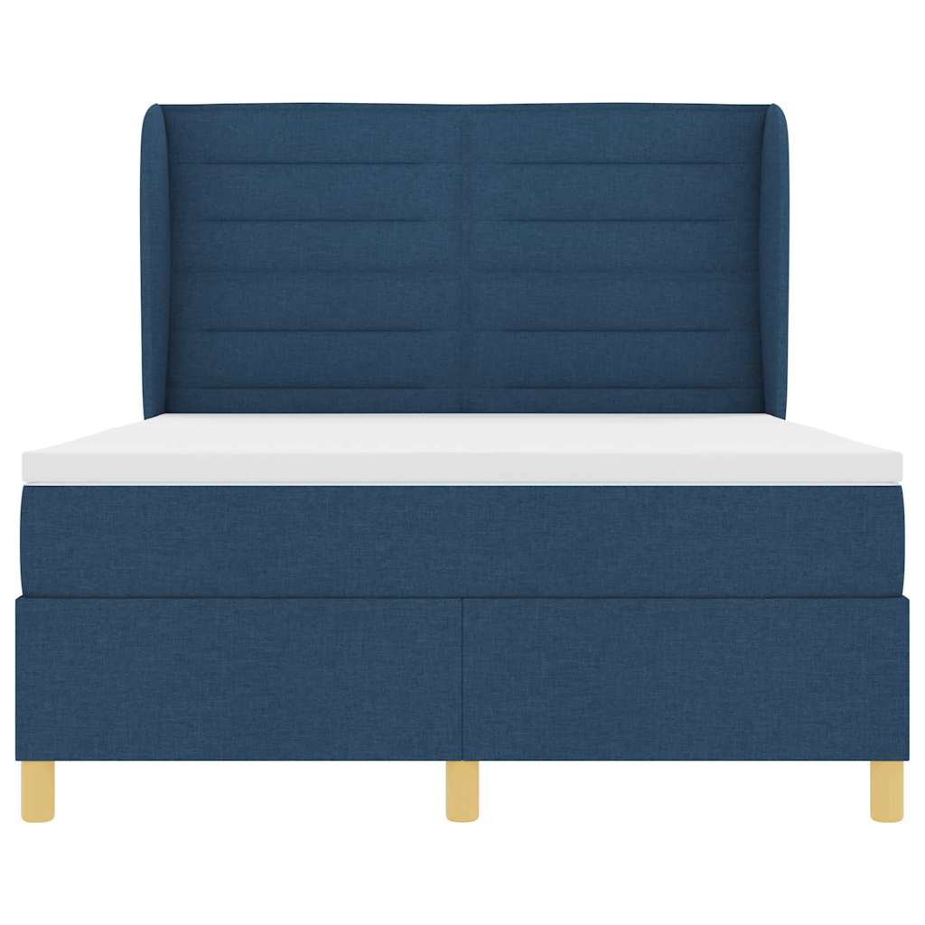 Lit à ressorts avec matelas Bleu 200 x 140 cm tissu - XIOS