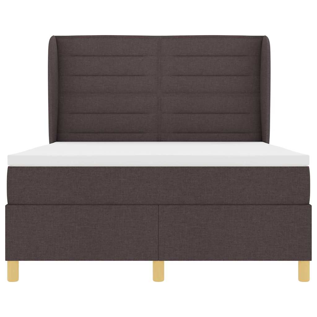 Lit à ressorts avec matelas Marron foncé 200 x 160 cm tissu