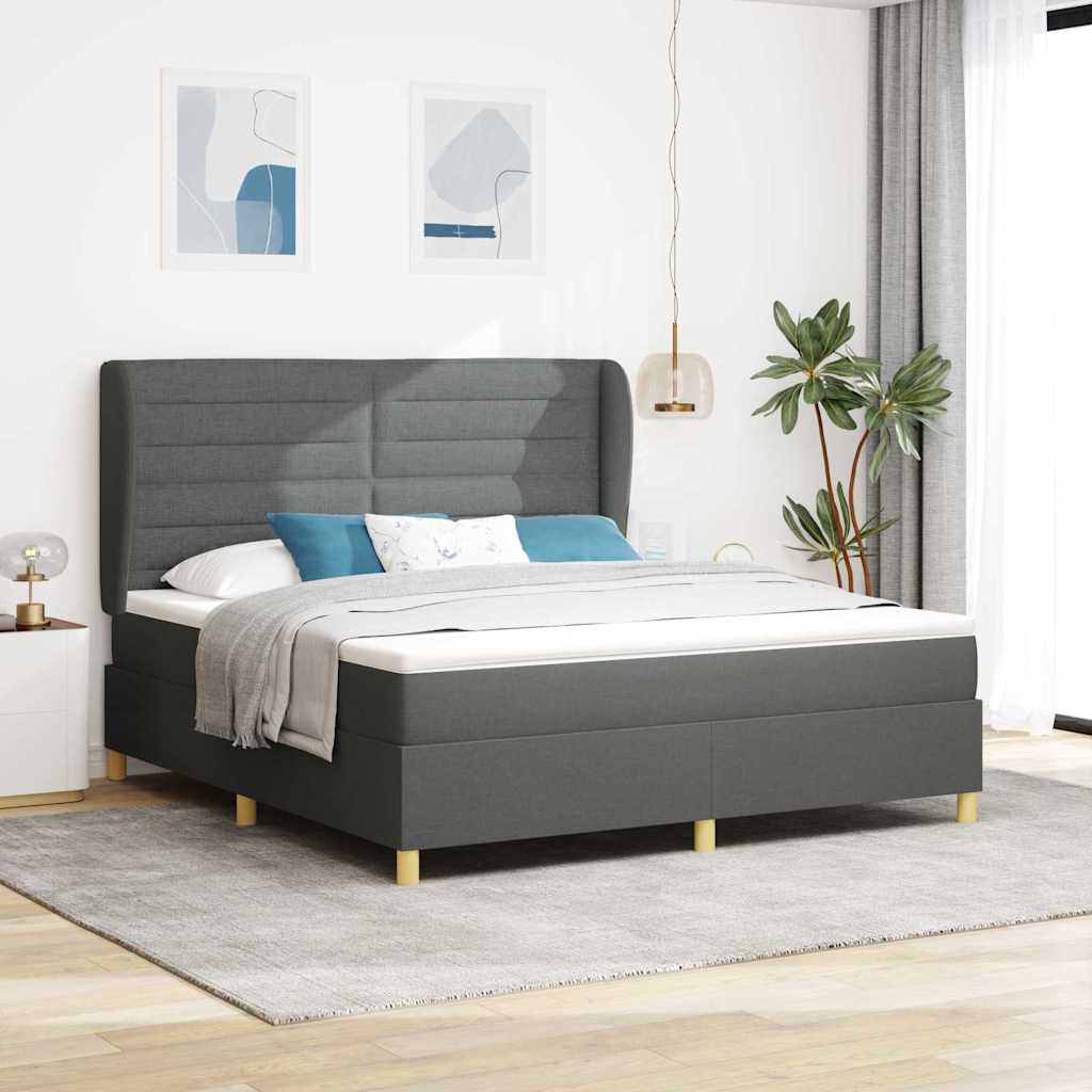 Lit à ressorts avec matelas gris foncé 90x190 cm Gris foncé - XIOS