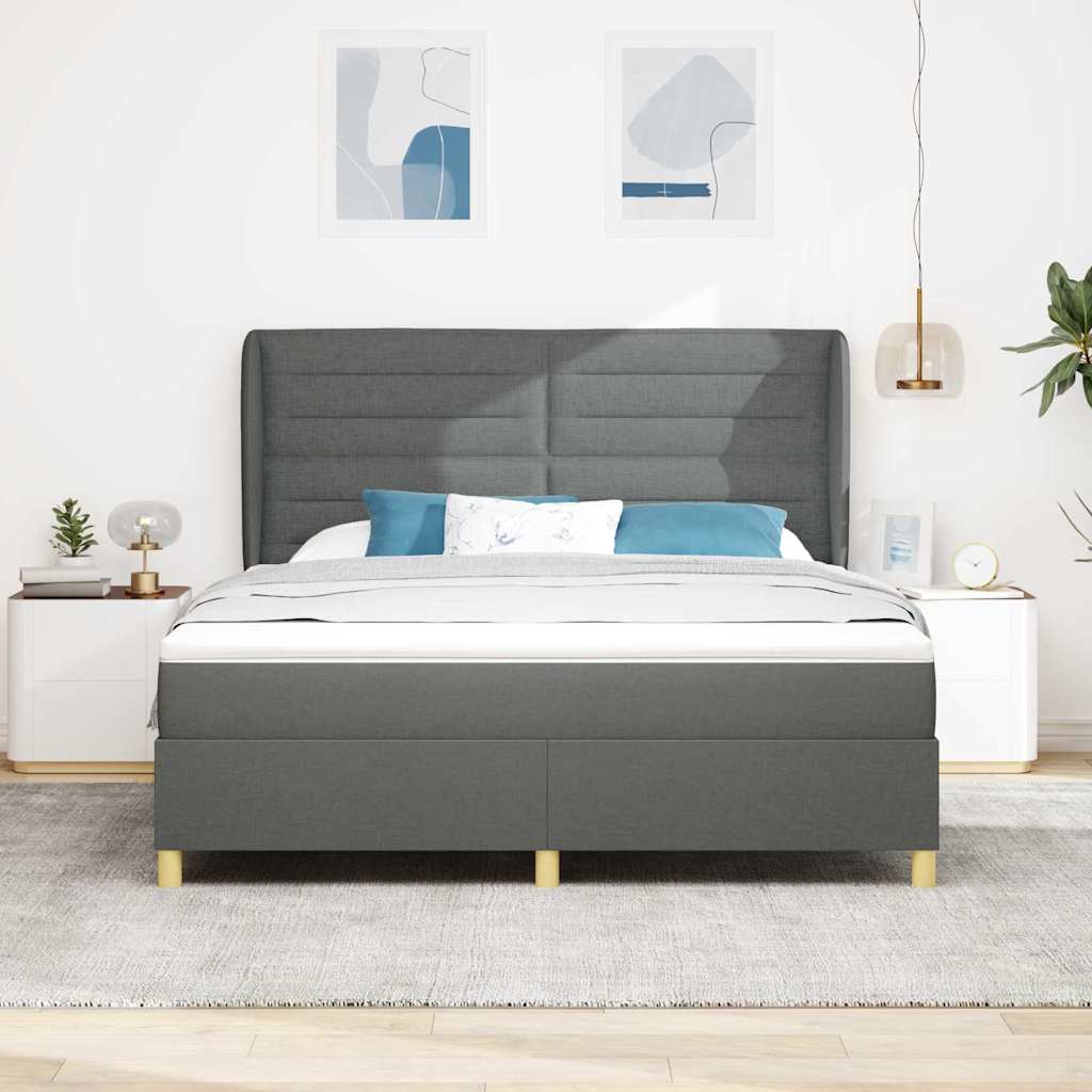 Lit à ressorts avec matelas gris foncé 90x190 cm Gris foncé - XIOS