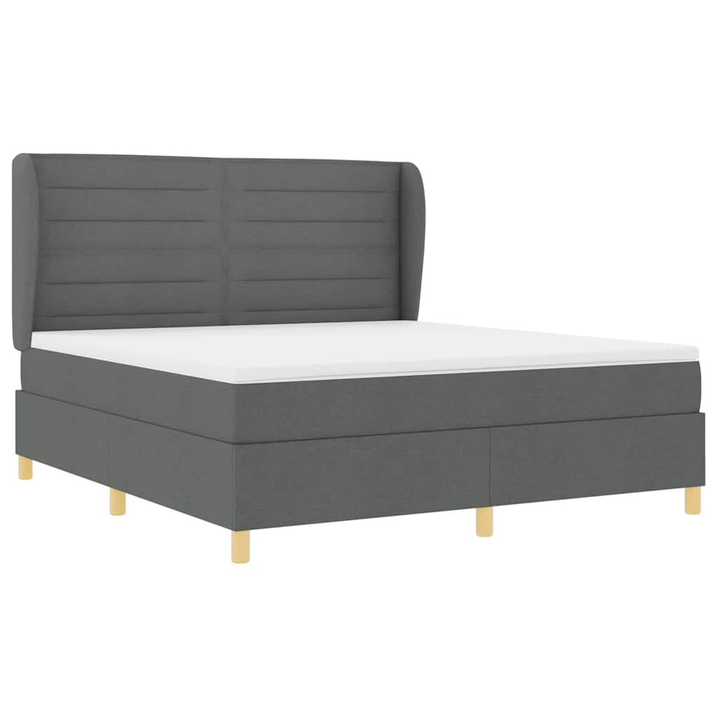 Lit à ressorts avec matelas gris foncé 90x190 cm Gris foncé - XIOS