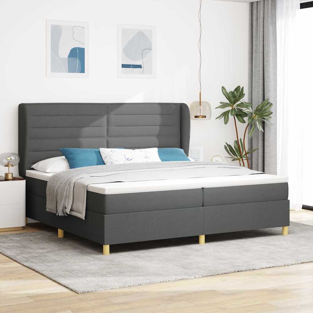 Lit à ressorts avec matelas gris foncé 90x190 cm Gris foncé - XIOS