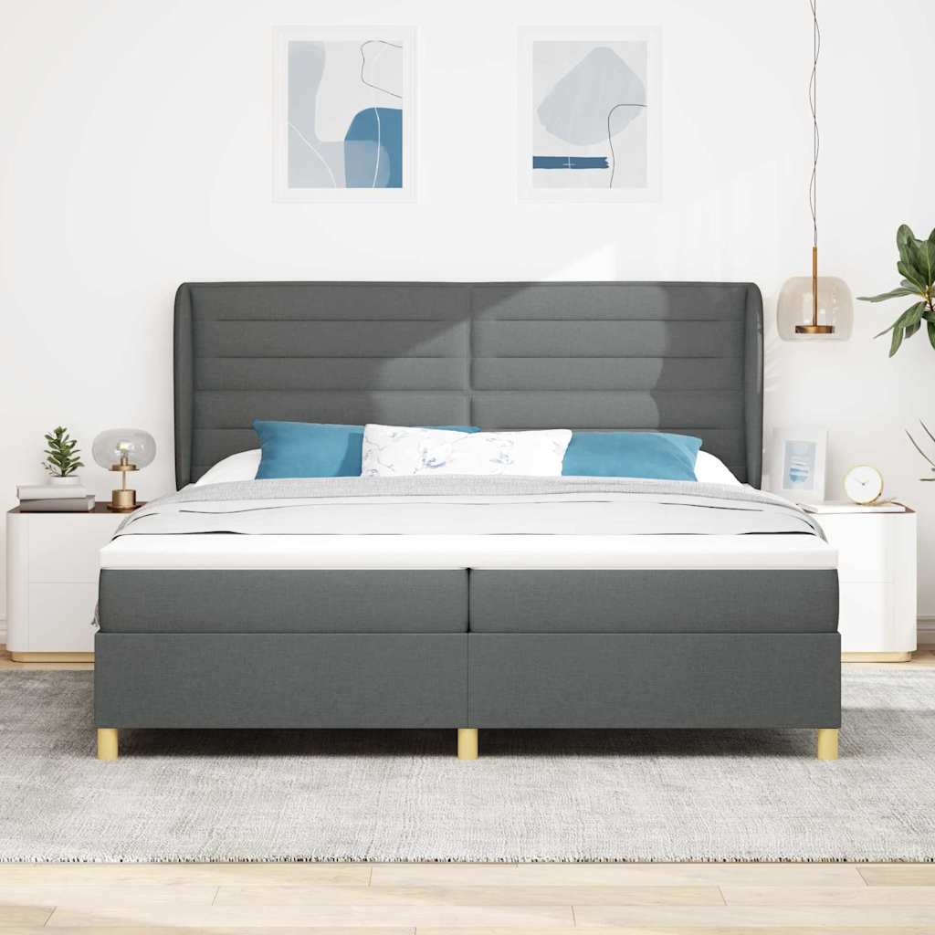 Lit à ressorts avec matelas gris foncé 90x190 cm Gris foncé - XIOS