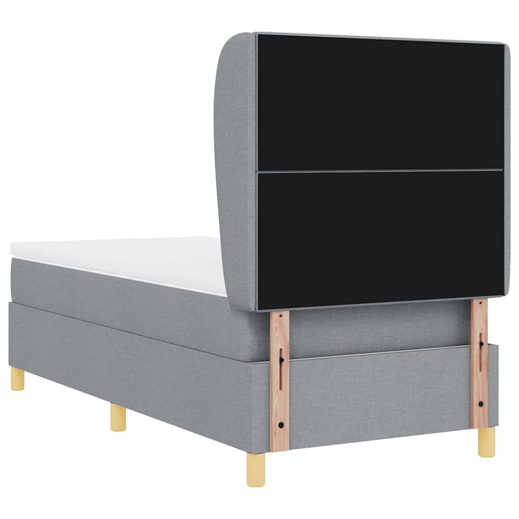 Lit à ressorts avec tête de lit Gris clair 200 x 80 cm tissu