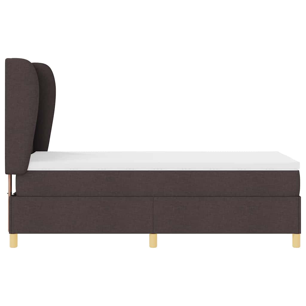 Lit à ressorts avec tête de lit Marron foncé 190 x 90 cm tissu