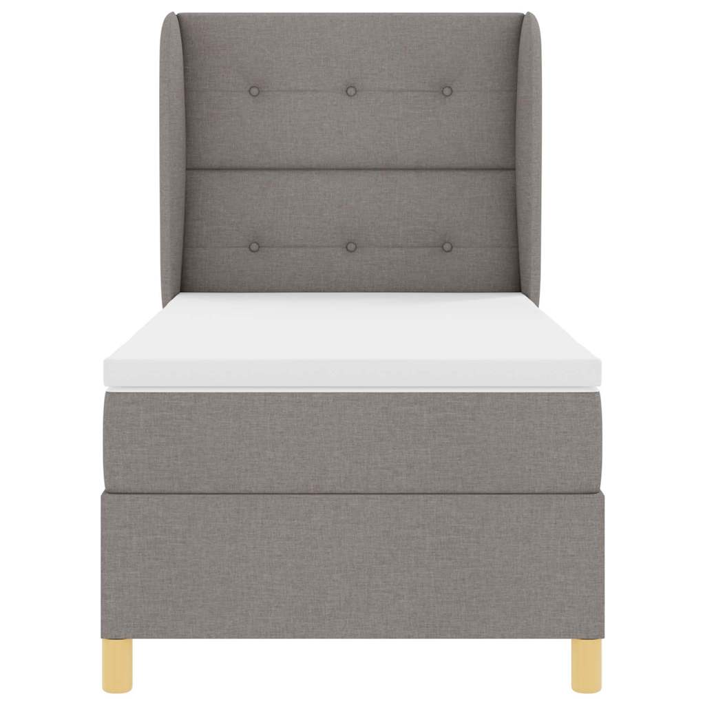 Lit à ressorts avec tête de lit Taupe 190 x 90 cm tissu - XIOS
