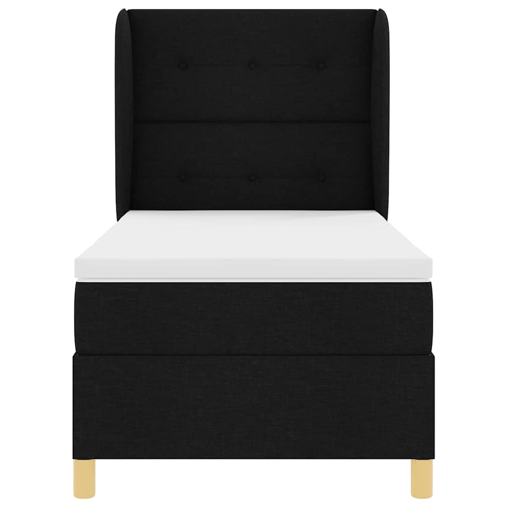 Lit à ressorts avec tête de lit Noir 200 x 100 cm tissu - XIOS