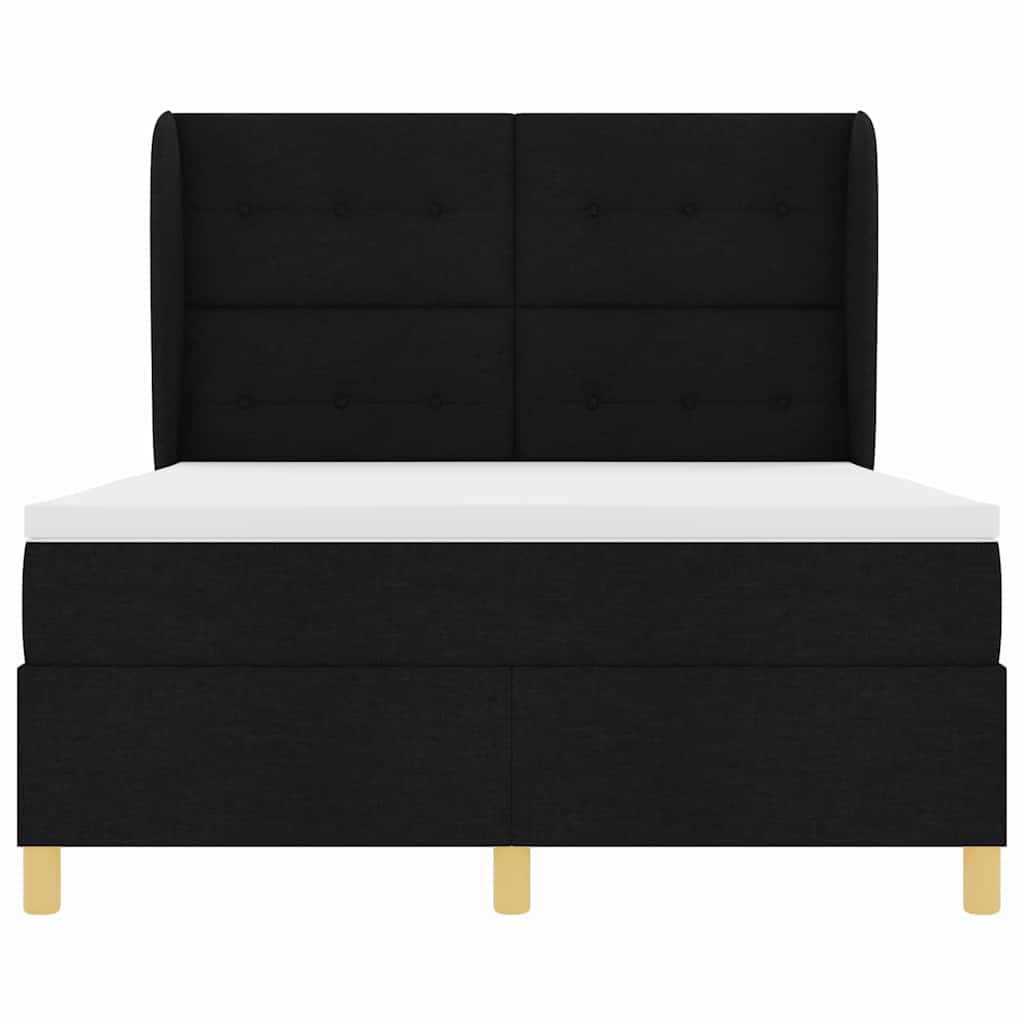 Lit à ressorts avec tête de lit Noir 190 x 140 cm tissu - XIOS