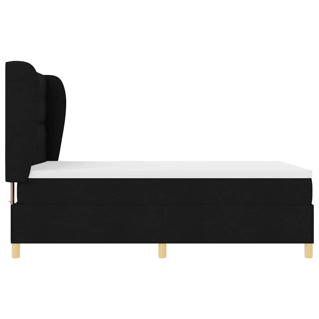 Lit à ressorts avec tête de lit Noir 190 x 140 cm tissu - XIOS