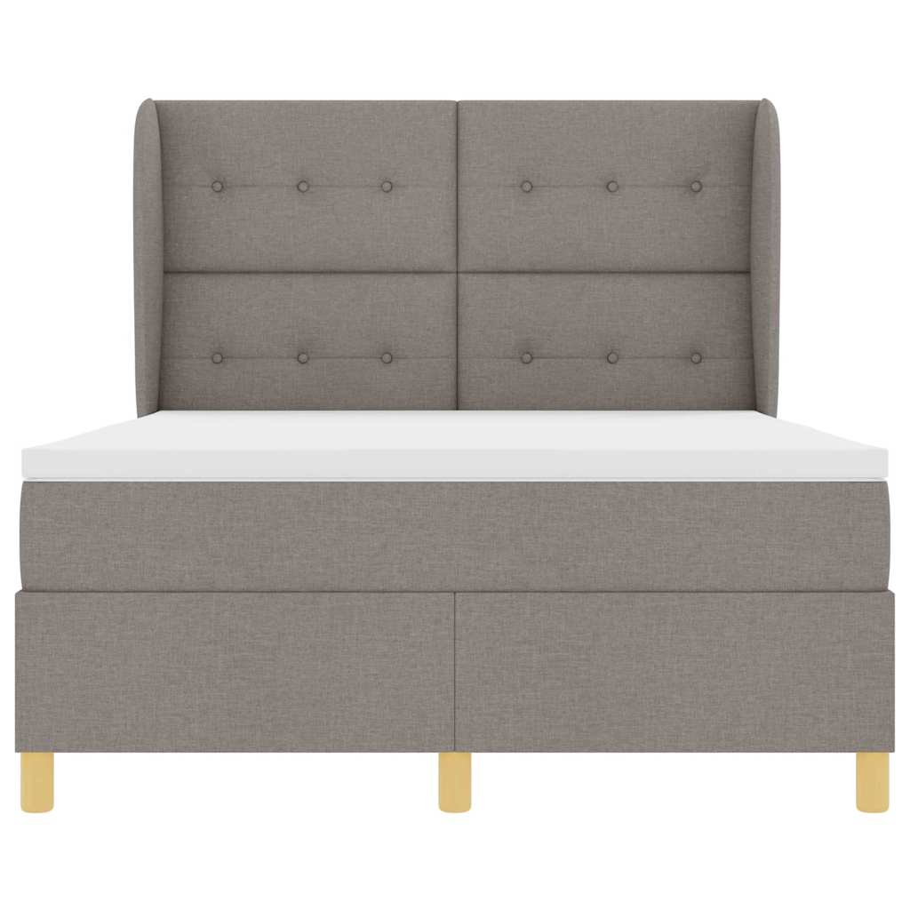 Lit à ressorts avec tête de lit Taupe 190 x 140 cm tissu