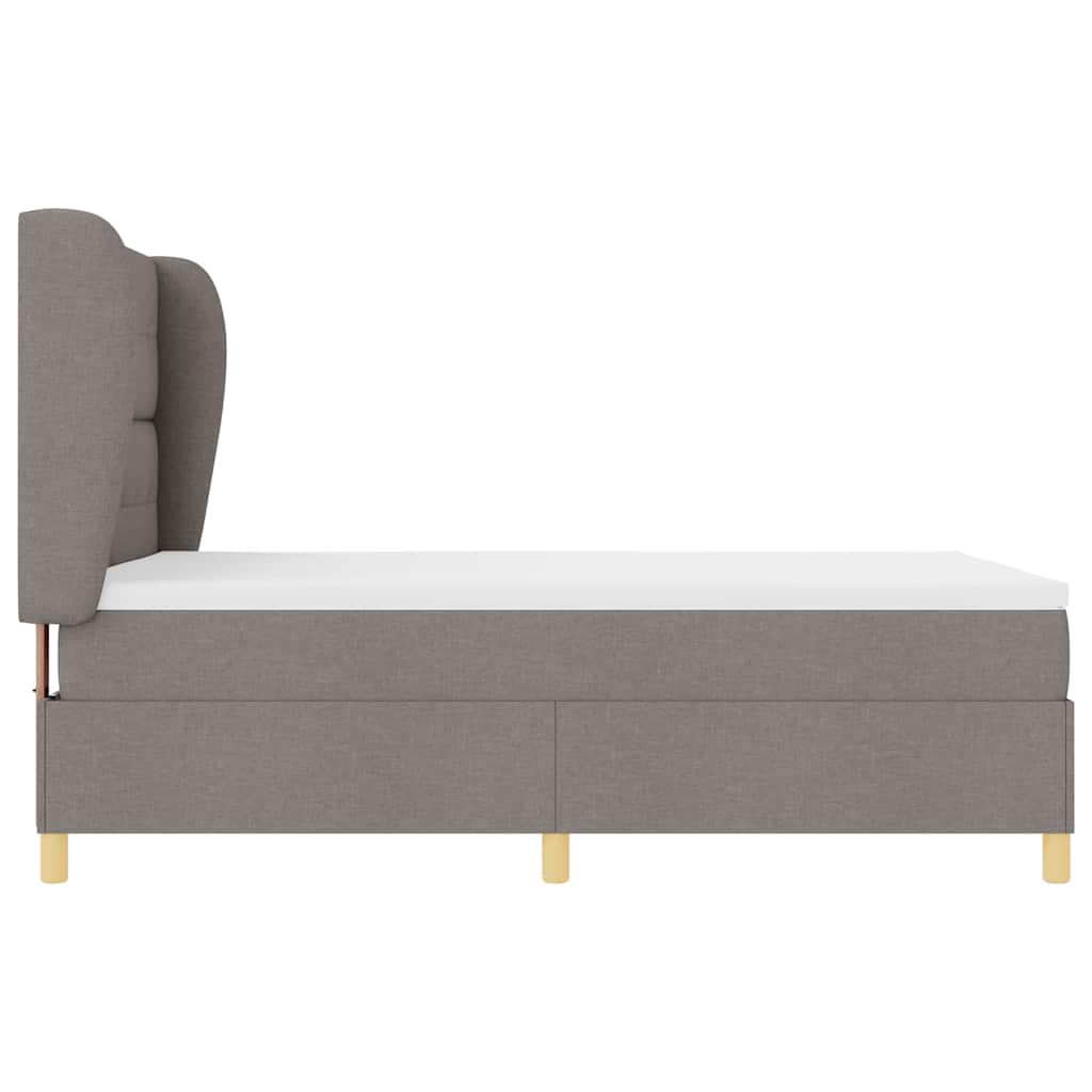 Lit à ressorts avec tête de lit Taupe 190 x 140 cm tissu