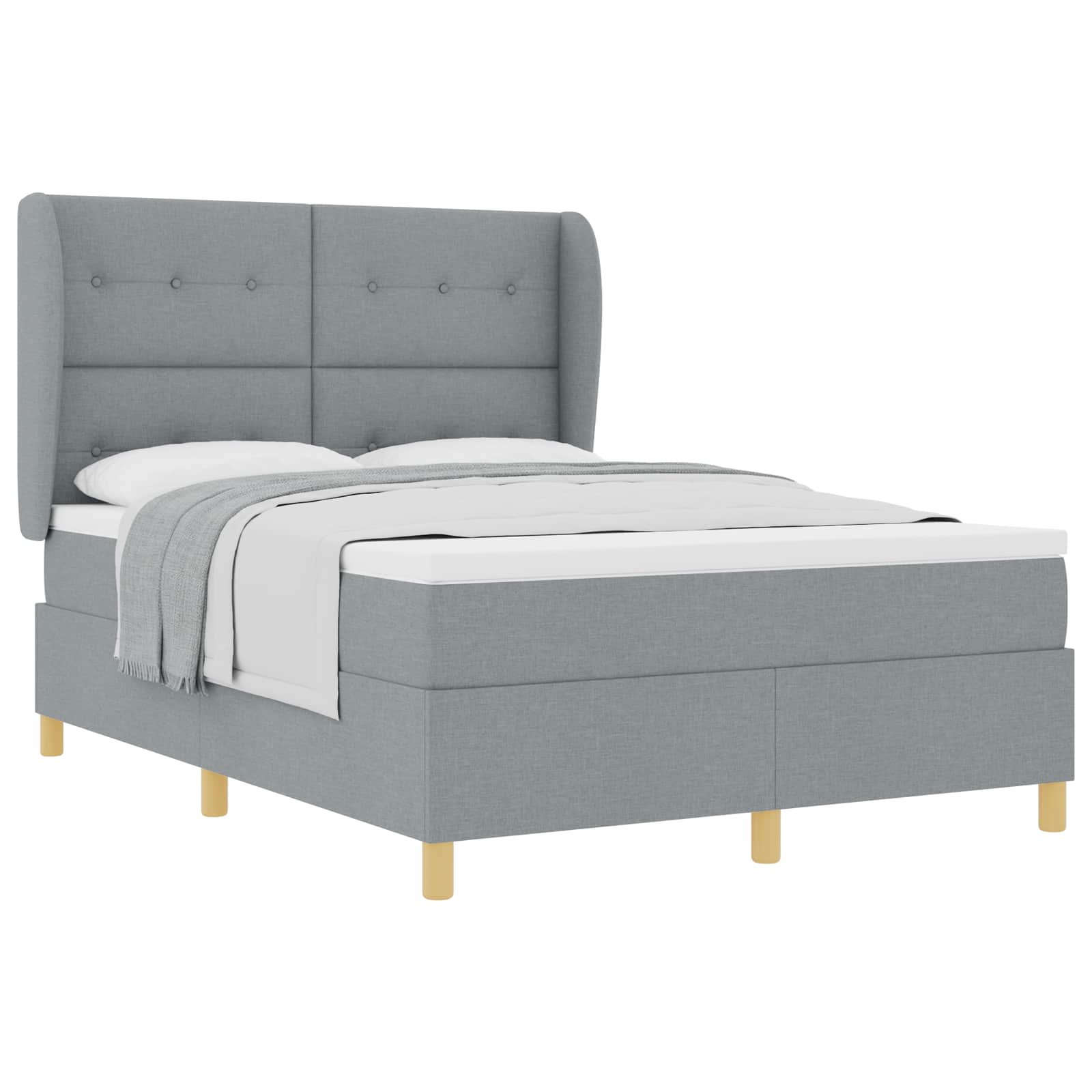 Lit à ressorts avec tête de lit Gris clair 200 x 140 cm tissu - XIOS