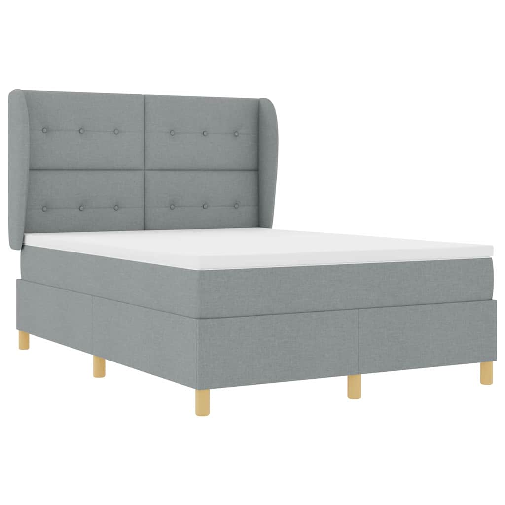Lit à ressorts avec tête de lit Gris clair 200 x 140 cm tissu - XIOS