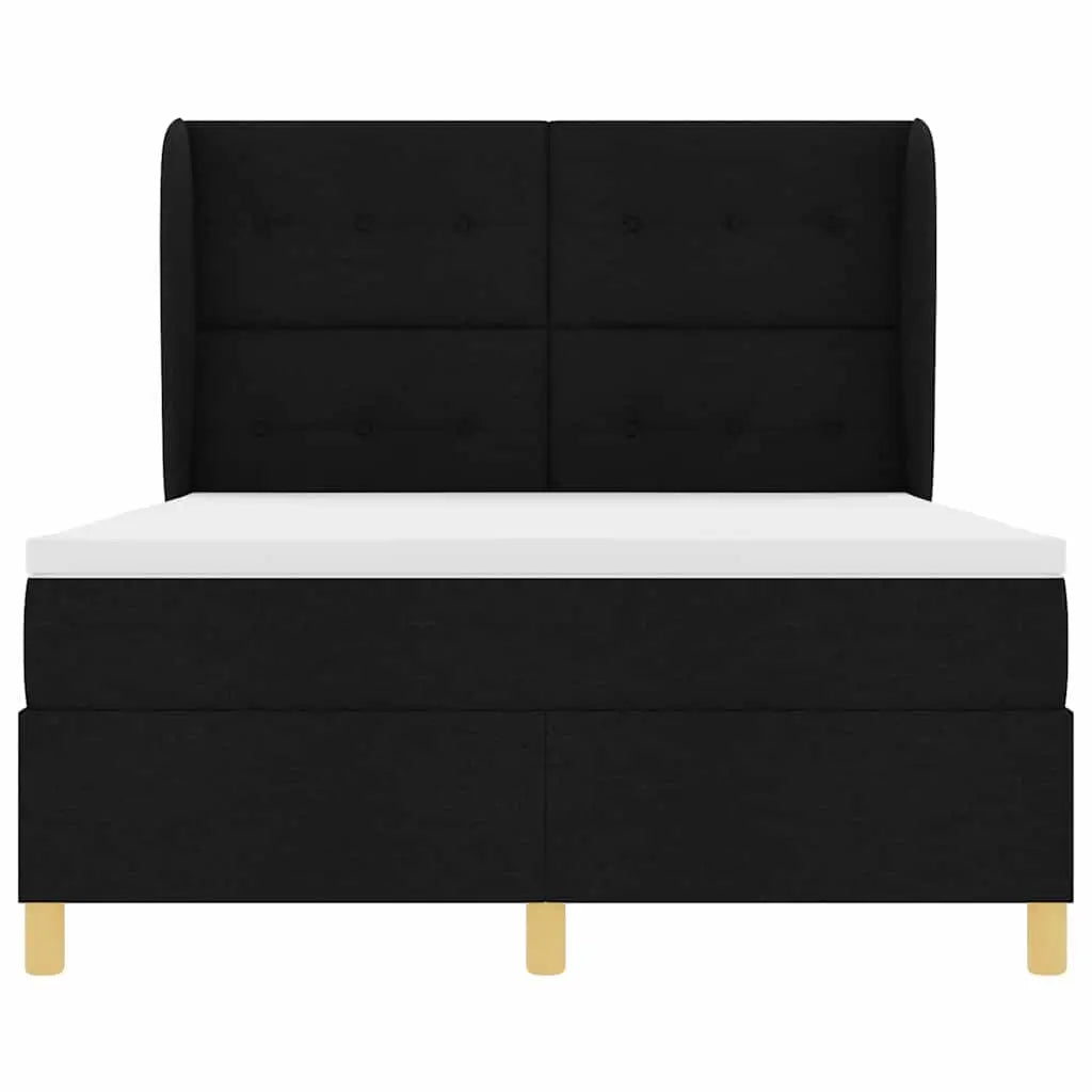 Lit à ressorts avec tête de lit Noir 200 x 160 cm tissu - XIOS