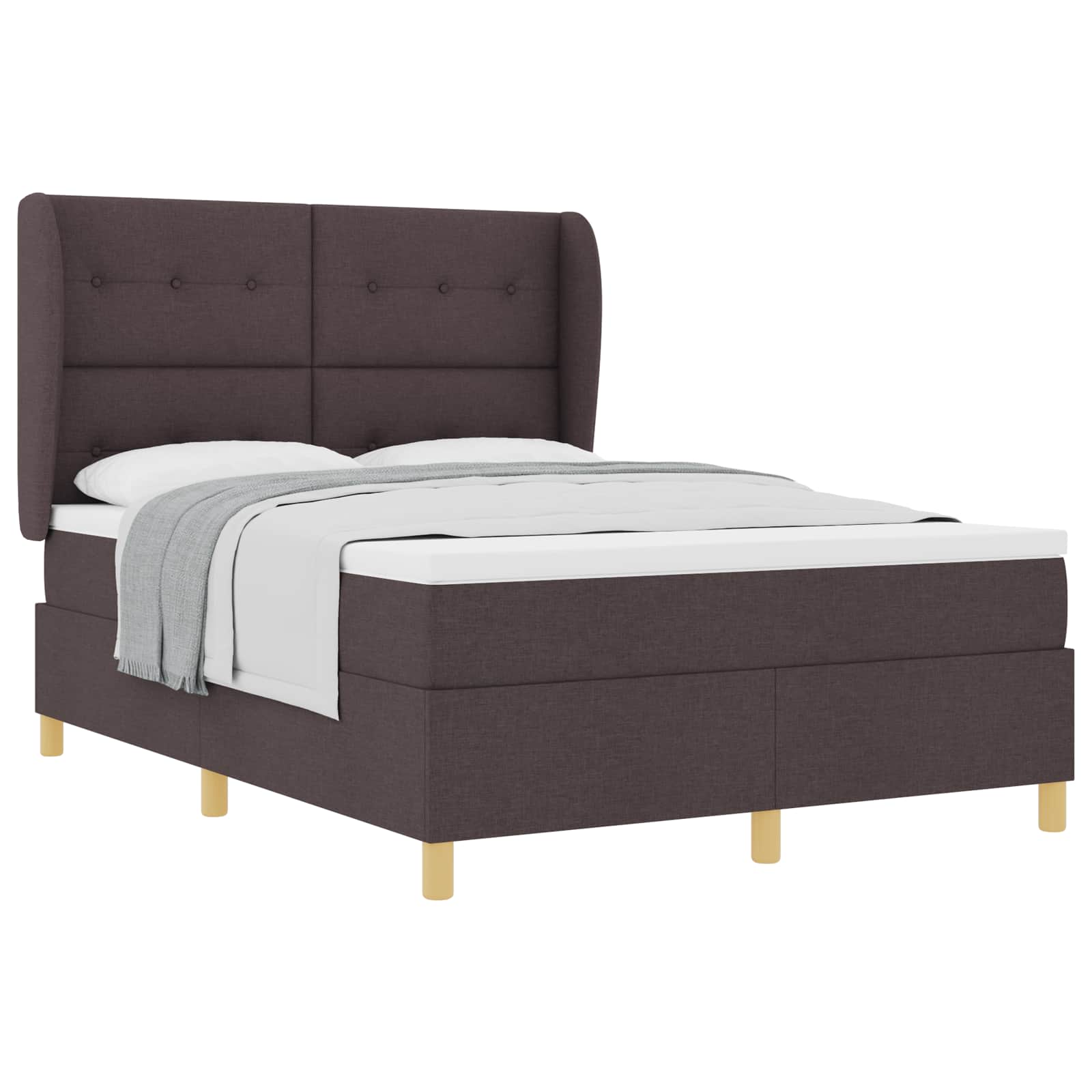 Lit à ressorts avec tête de lit Marron foncé 200 x 160 cm tissu