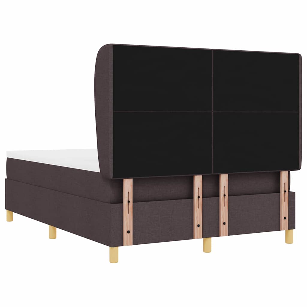 Lit à ressorts avec tête de lit Marron foncé 200 x 160 cm tissu