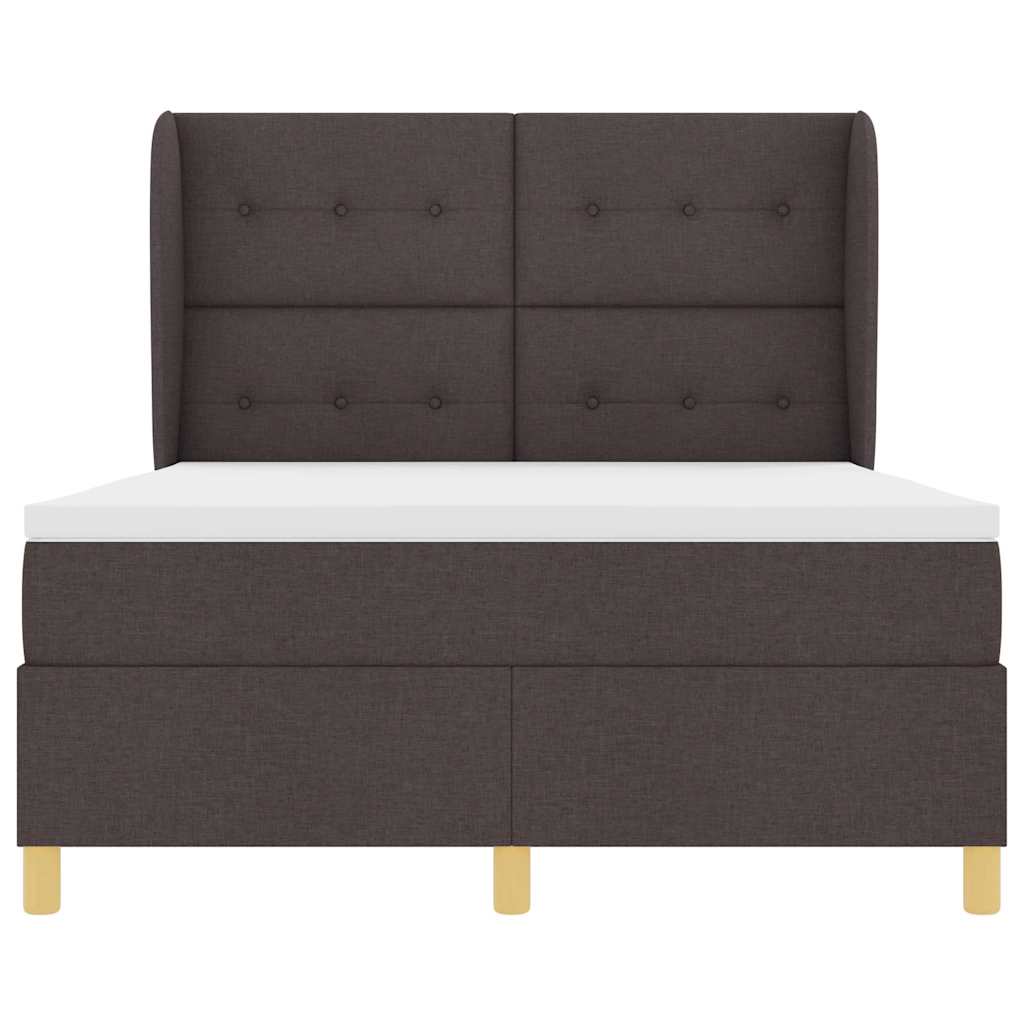 Lit à ressorts avec tête de lit Marron foncé 200 x 160 cm tissu