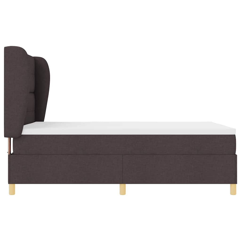 Lit à ressorts avec tête de lit Marron foncé 200 x 160 cm tissu