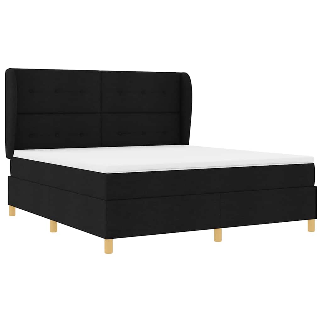 Lit à ressorts avec tête de lit Noir 200 x 180 cm tissu - XIOS