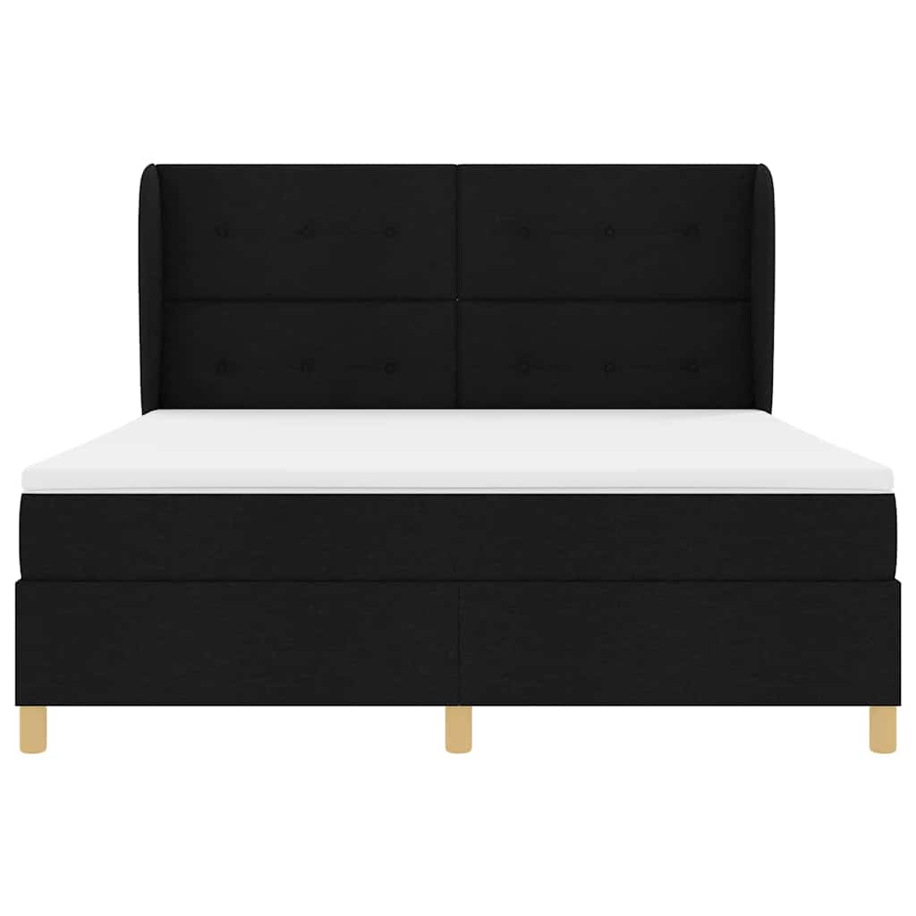 Lit à ressorts avec tête de lit Noir 200 x 180 cm tissu - XIOS