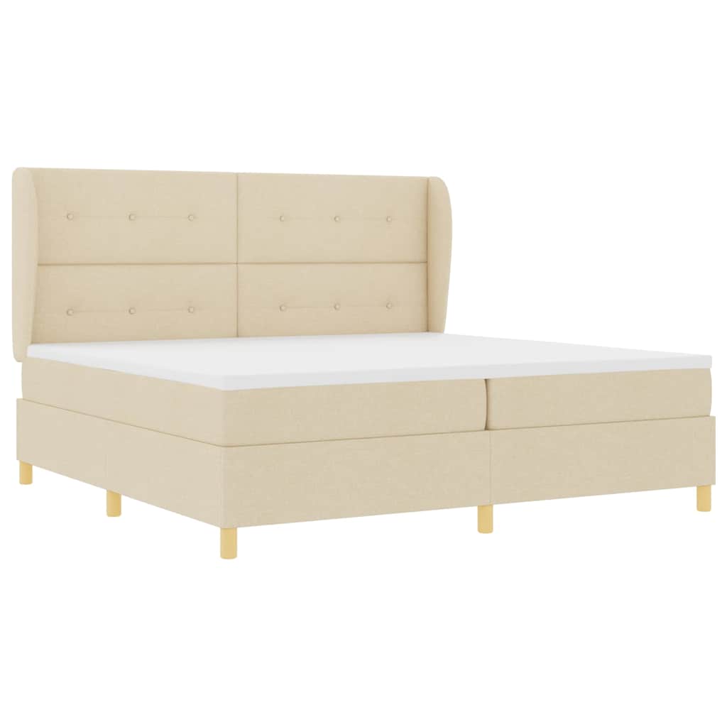 Lit à ressorts avec matelas gris foncé 90x190 cm Crème tissu - XIOS