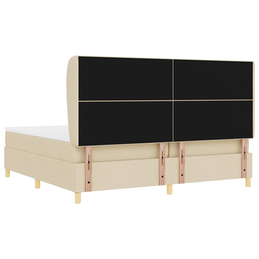 Lit à ressorts avec matelas gris foncé 90x190 cm Crème tissu - XIOS