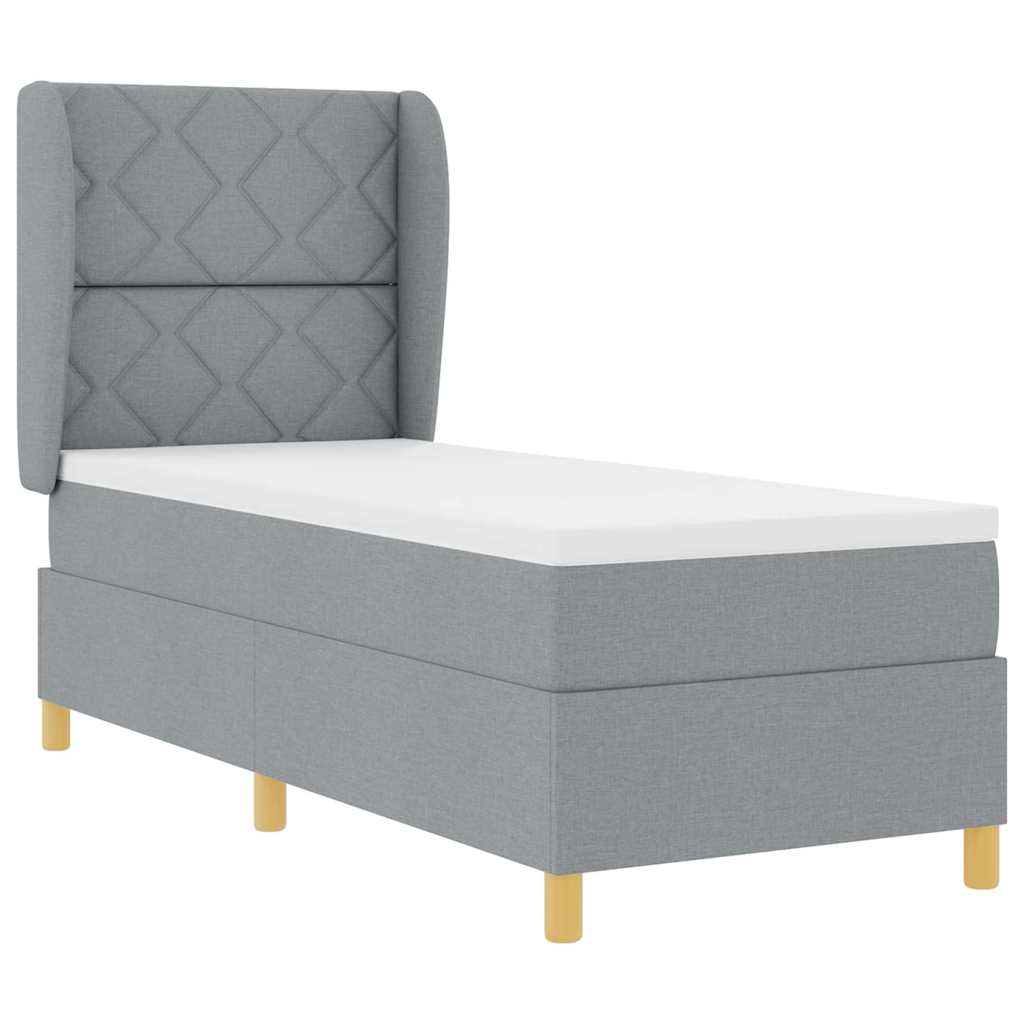 Lit à ressorts avec tête de lit Gris clair 200 x 80 cm tissu
