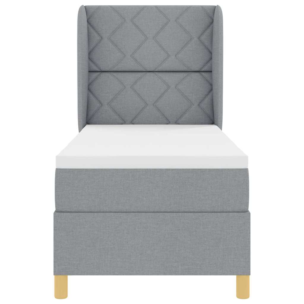 Lit à ressorts avec tête de lit Gris clair 200 x 80 cm tissu