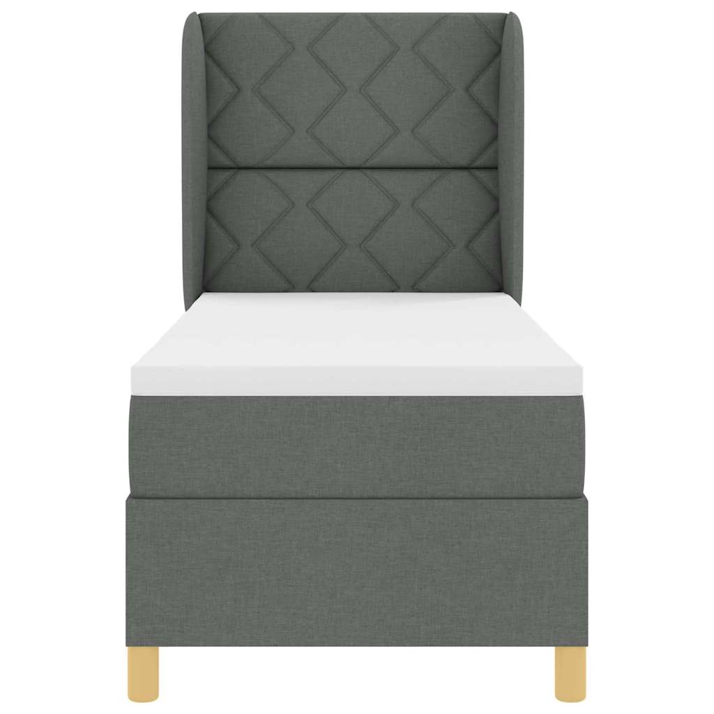 Lit à ressorts avec tête de lit Gris foncé 200 x 80 cm tissu