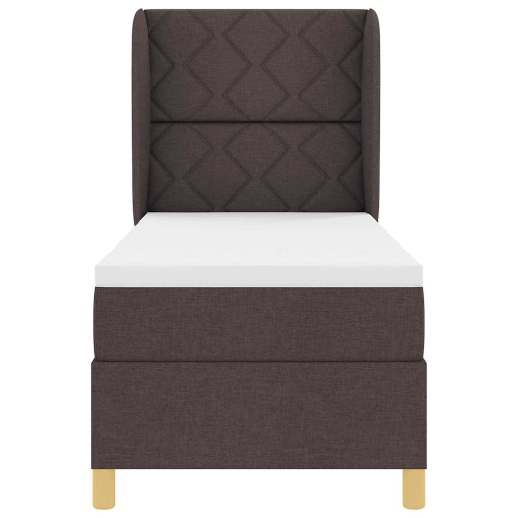 Lit à ressorts avec coussin Marron foncé 200 x 80 cm tissu