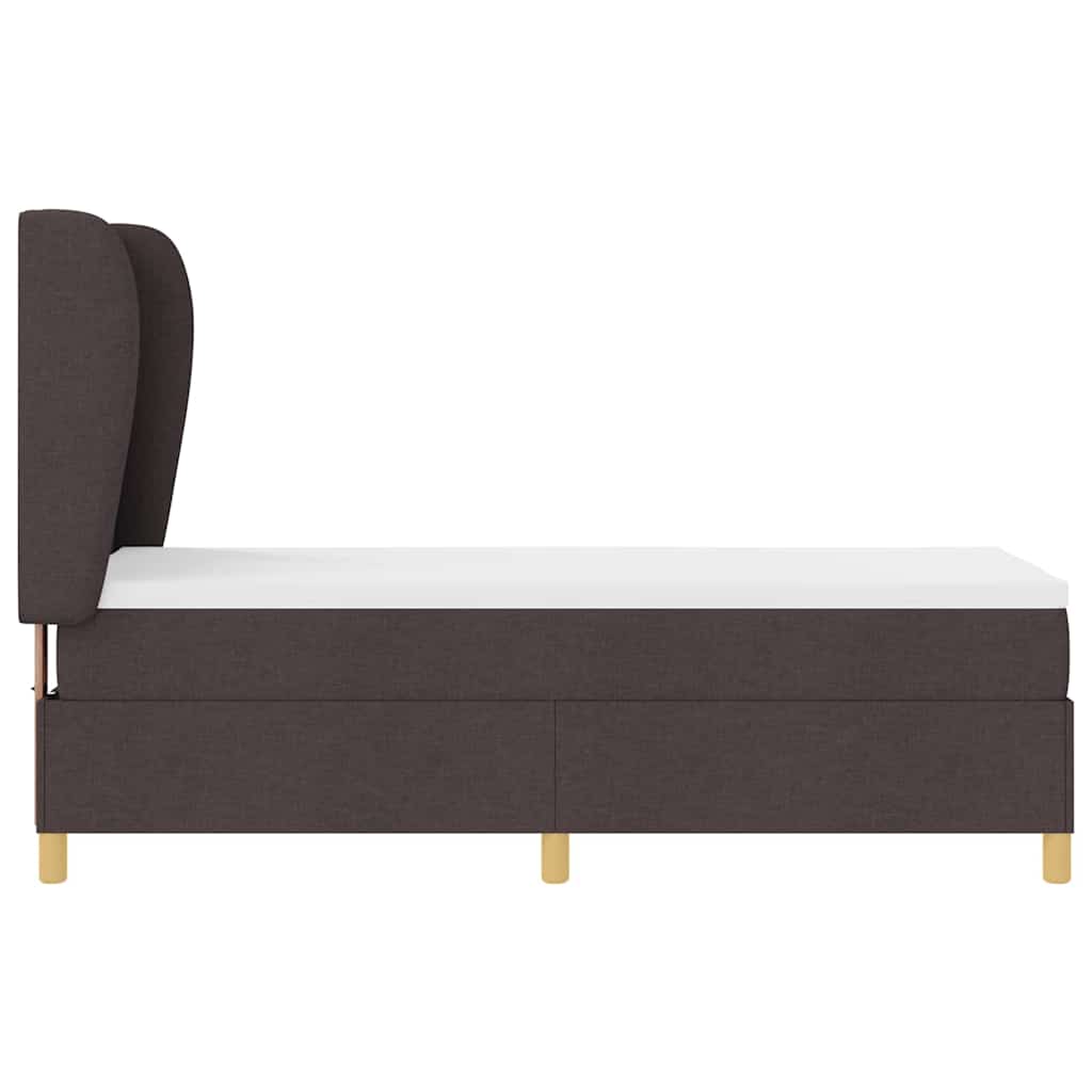 Lit à ressorts avec coussin Marron foncé 200 x 80 cm tissu