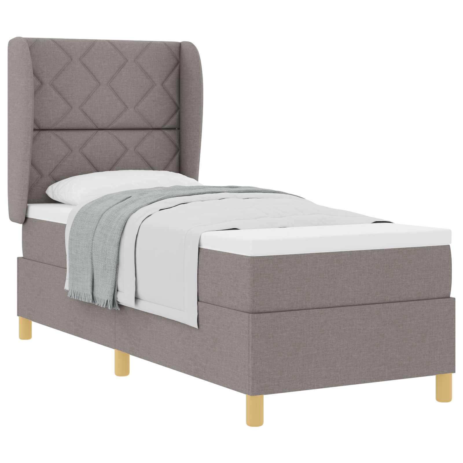 Lit à ressorts avec tête de lit Taupe 200 x 80 cm tissu