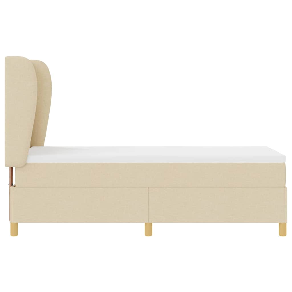 Lit à ressorts avec tête de lit Crème 200 x 80 cm tissu