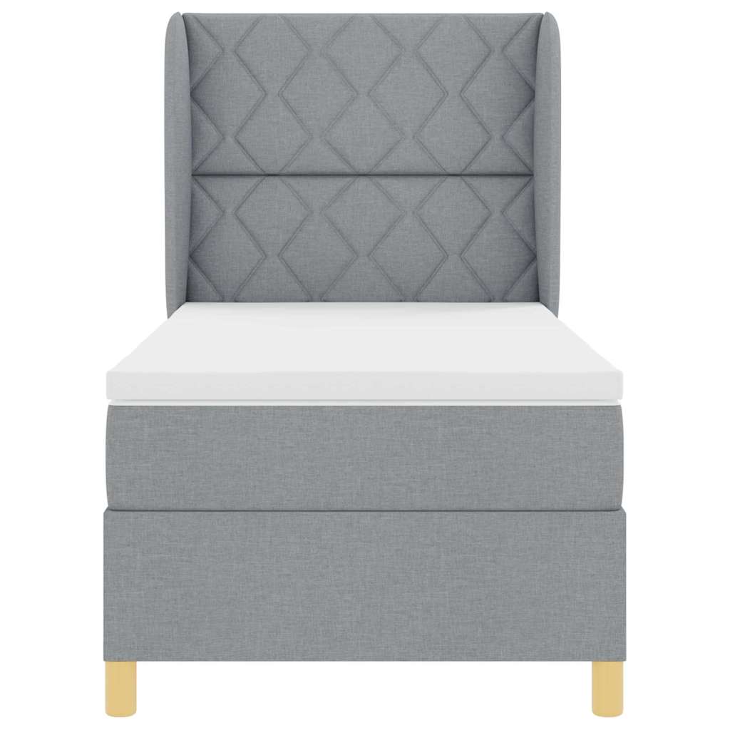 Lit à ressorts avec tête de lit Gris clair 190 x 90 cm tissu - XIOS