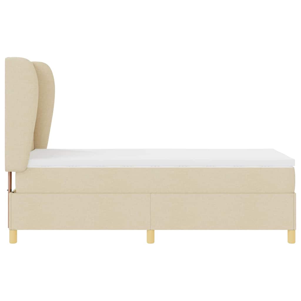 Lit à ressorts avec tête de lit Crème 190 x 90 cm tissu