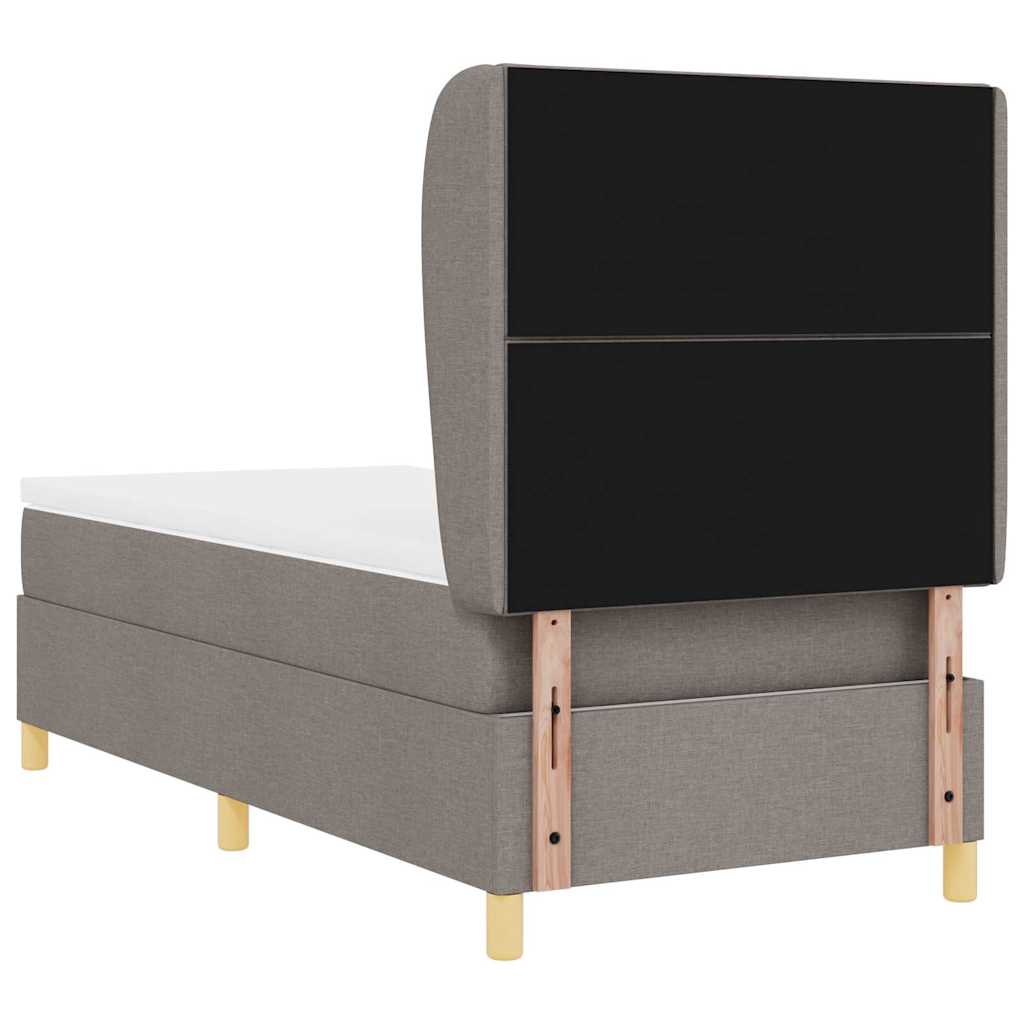 Lit à ressorts avec tête de lit Taupe 200 x 100 cm tissu