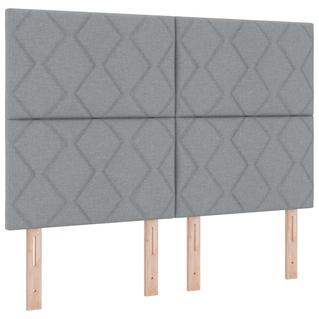 Lit à ressorts avec tête de lit Gris clair 200 x 140 cm tissu