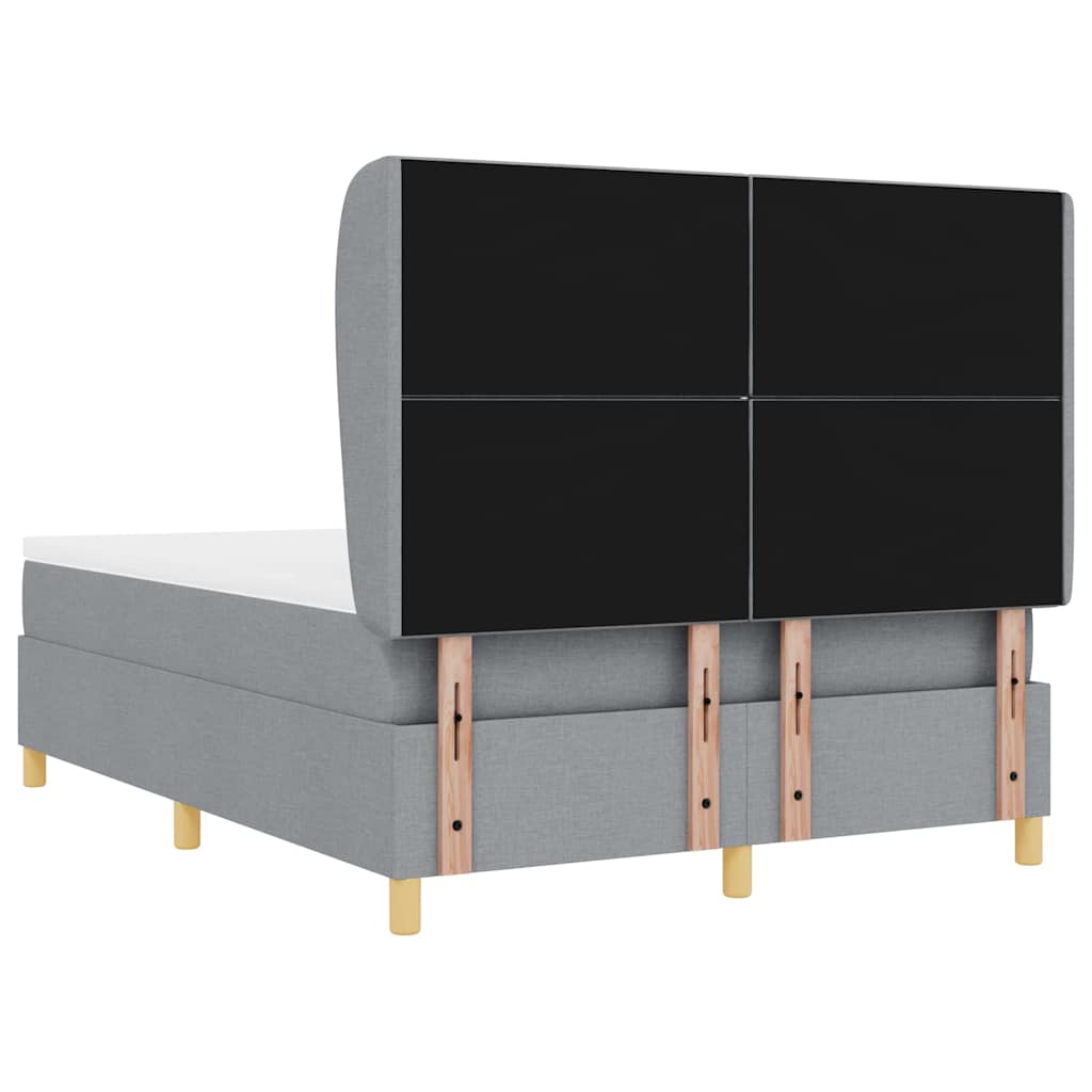 Lit à ressorts avec tête de lit Gris clair 200 x 140 cm tissu