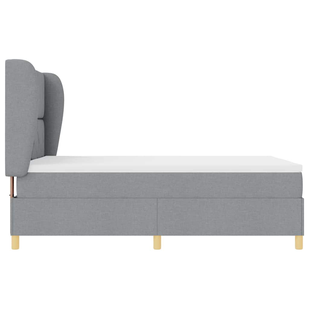 Lit à ressorts avec tête de lit Gris clair 200 x 140 cm tissu
