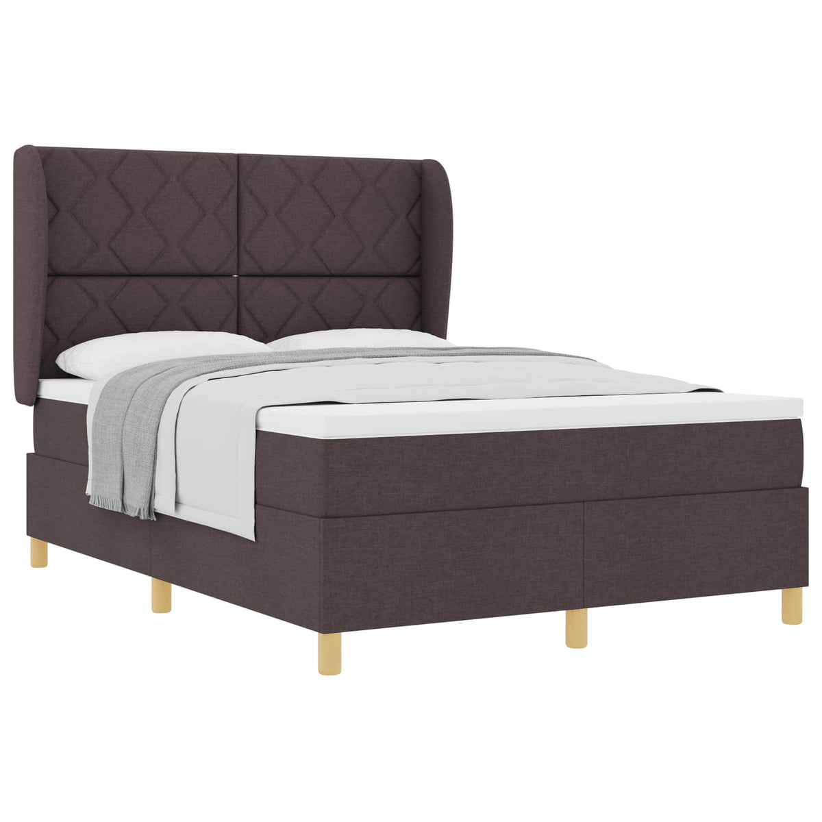 Lit à ressorts avec tête de lit Marron foncé 200 x 160 cm tissu