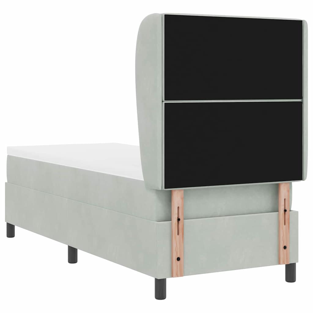 Lit à ressorts avec tête de lit Gris clair 200 x 80 cm Velours