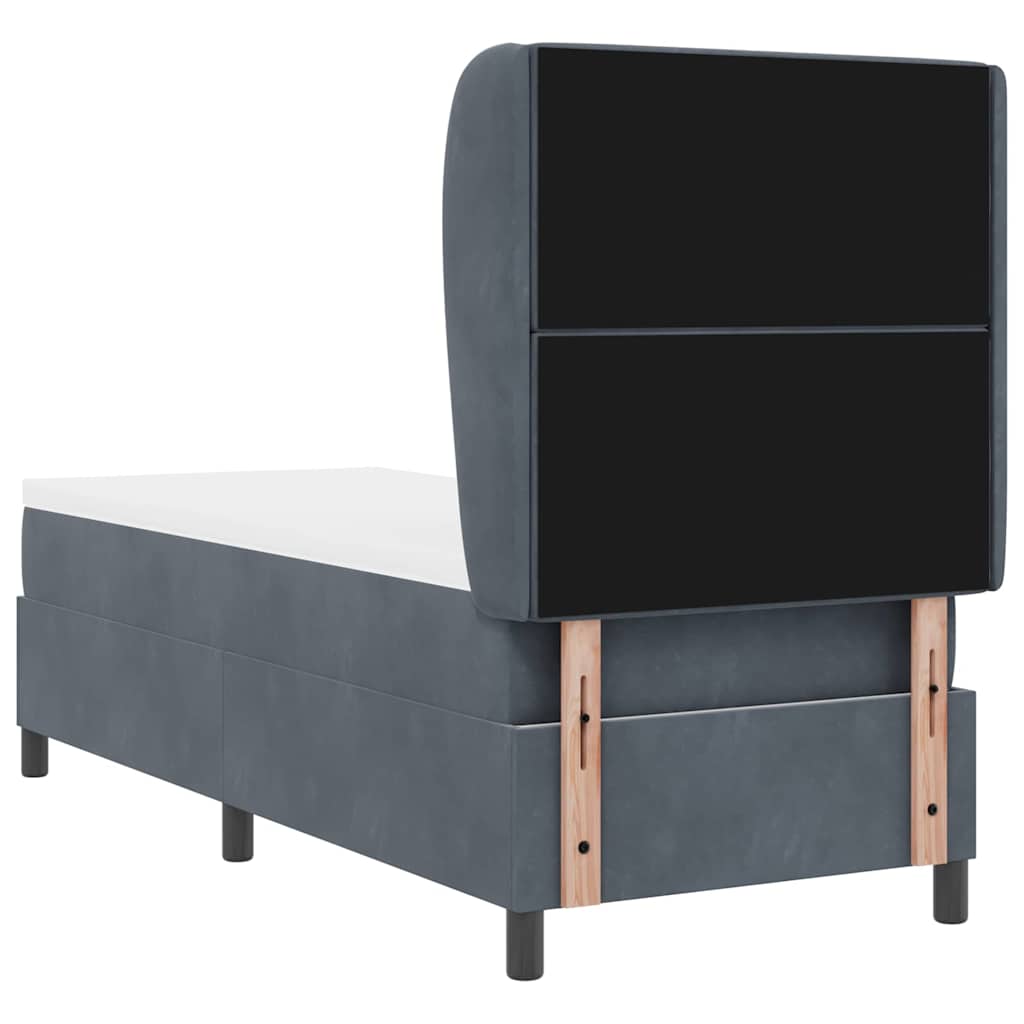 Lit à ressorts avec matelas Gris foncé 200 x 80 cm Velours - XIOS
