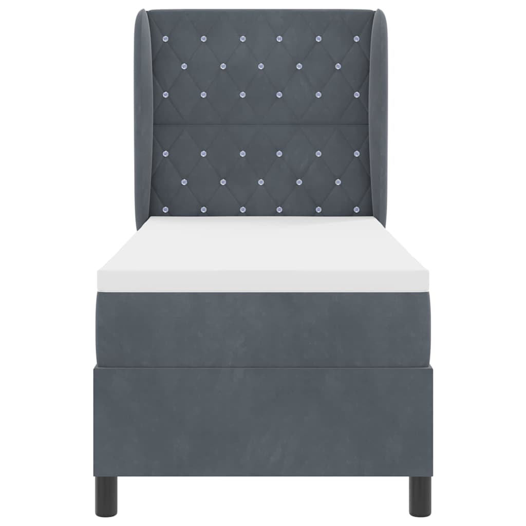 Lit à ressorts avec matelas Gris foncé 200 x 80 cm Velours - XIOS