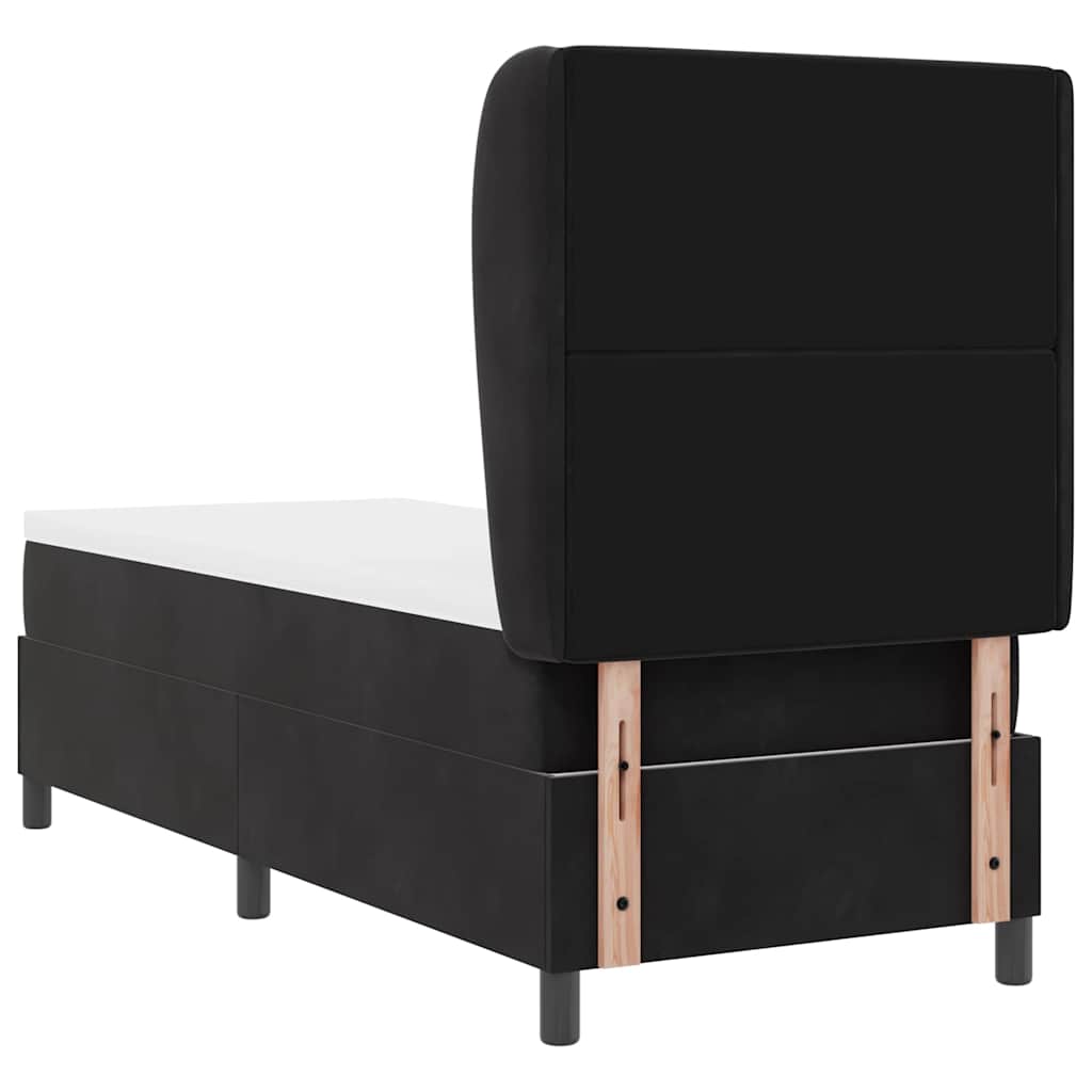 Lit à ressorts avec matelas Noir 200 x 80 cm Velours